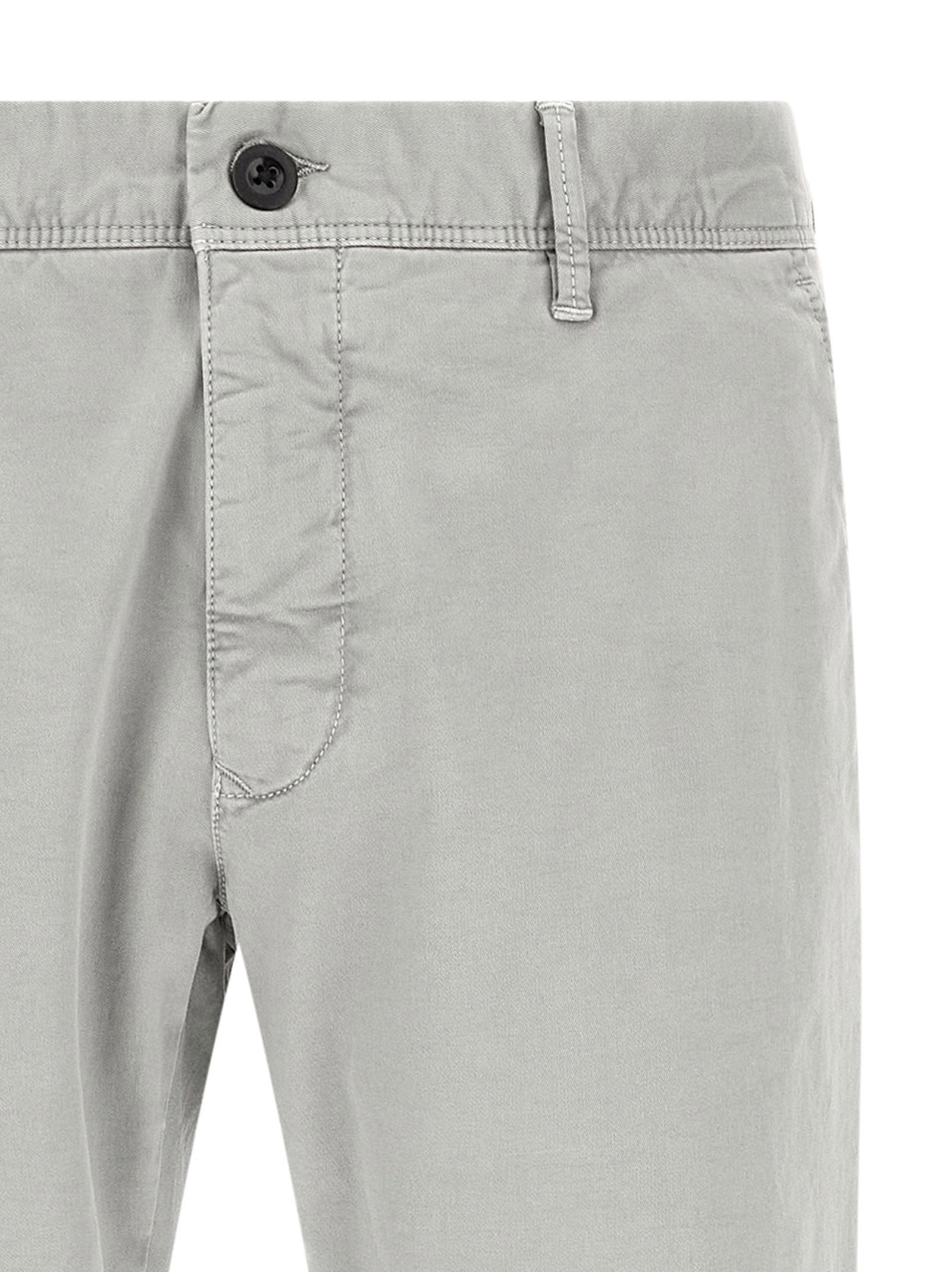 Casual Pants by Incotex for men in stretch cotton gray features a polished silhouette with a polished straight-leg, reaching a polished long and finished with a polished low rise.