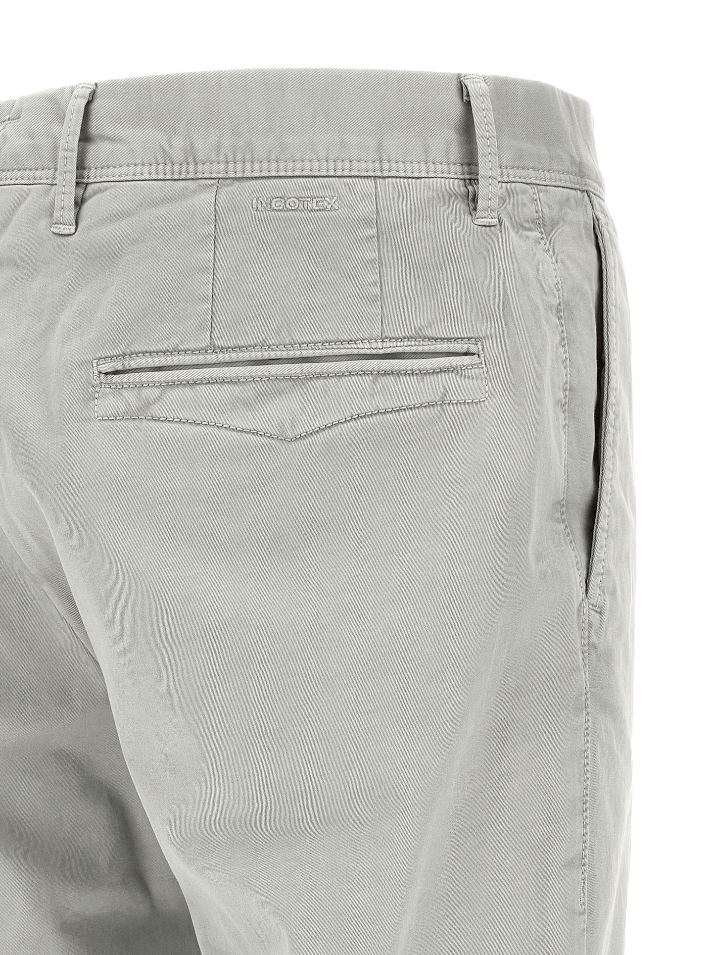 Casual Pants by Incotex for men in stretch cotton gray features a refined silhouette with a refined straight-leg, defined by a low rise and a refined long for a refined finish.