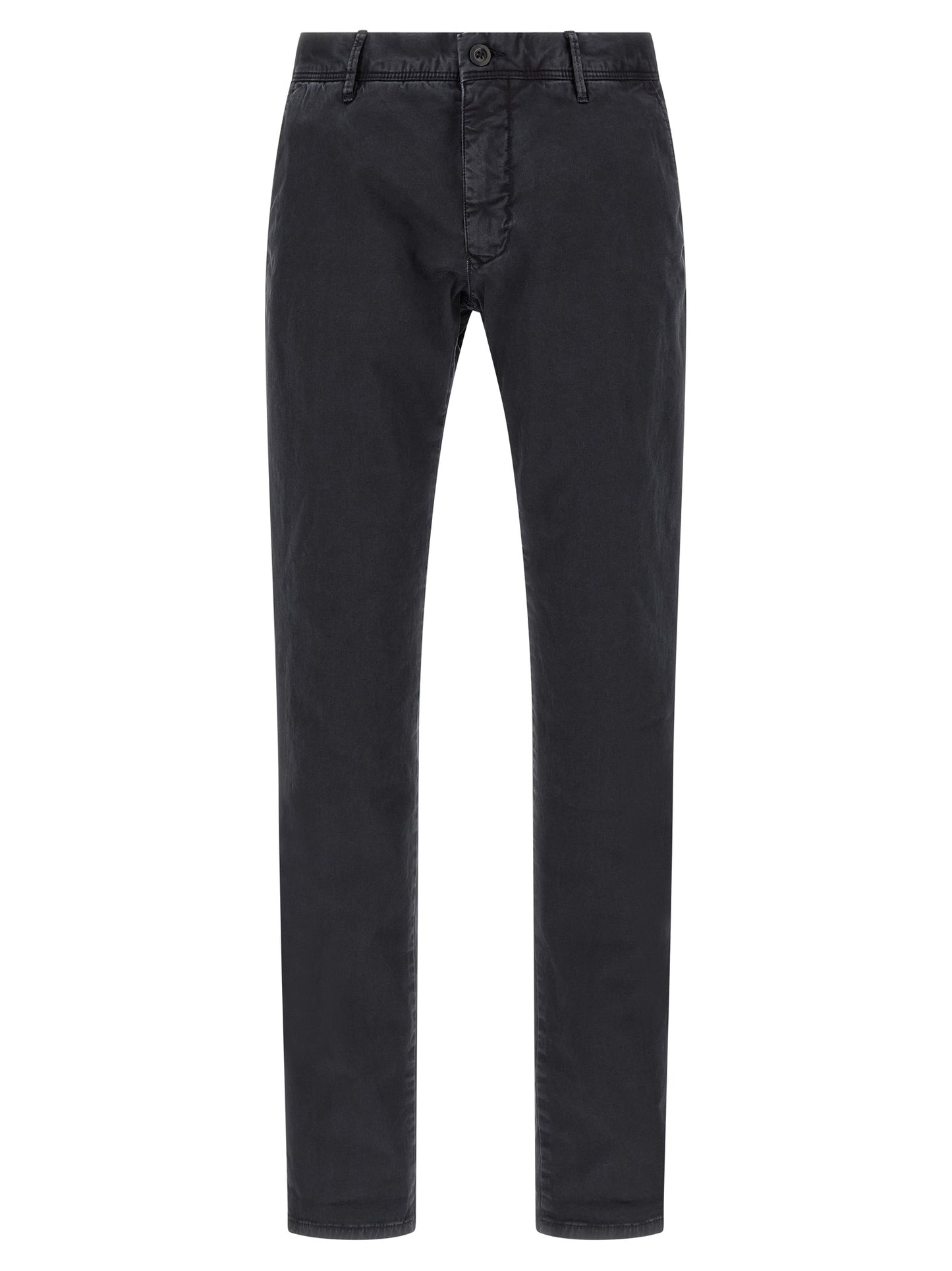 Casual Pants by Incotex for men in stretch cotton dark-blue features an refined tailoring silhouette, showcasing a premium straight-leg with a low rise and long cut for a refined tailoring look.