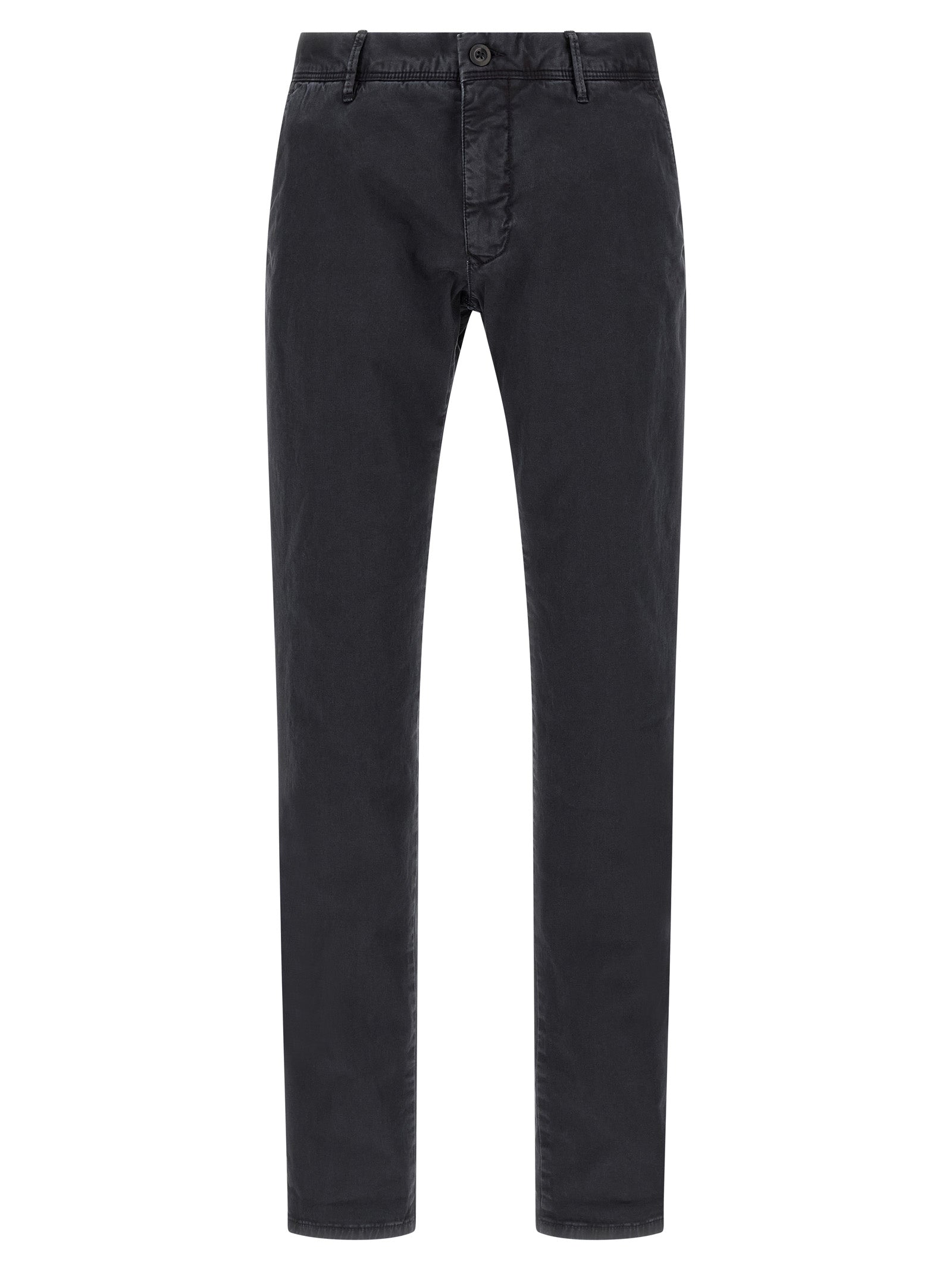 Casual Pants by Incotex for men in stretch cotton dark-blue features an refined tailoring silhouette, showcasing a premium straight-leg with a low rise and long cut for a refined tailoring look.