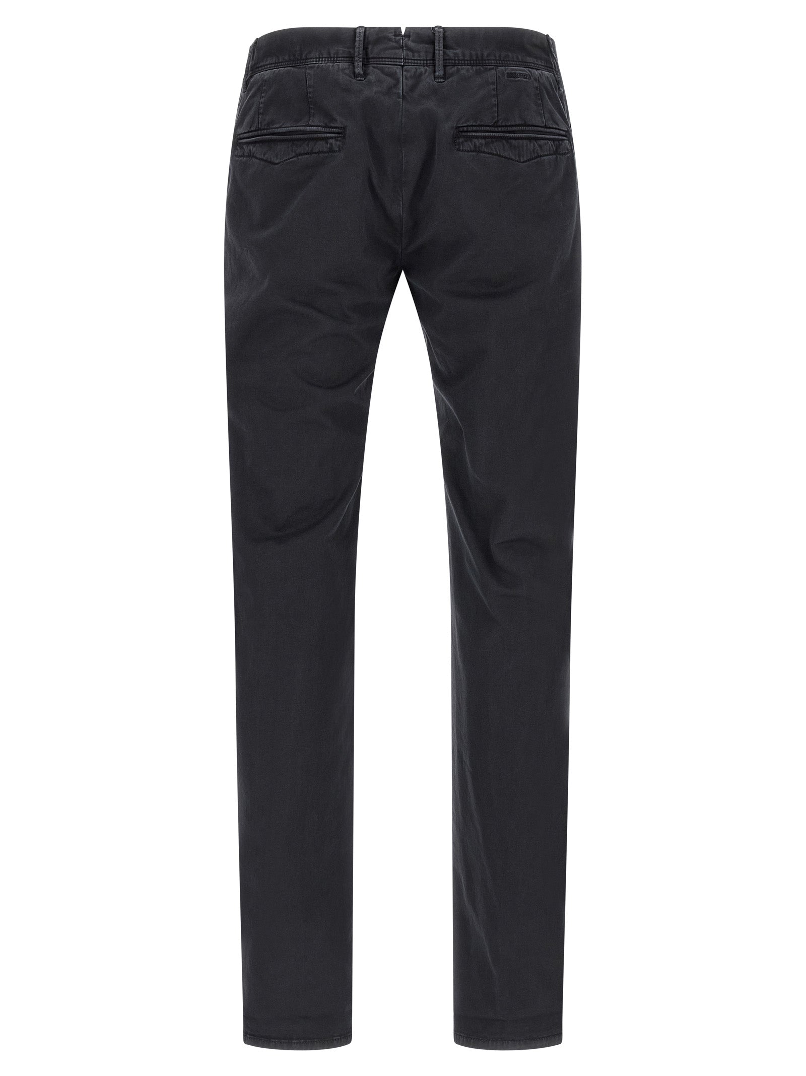 Casual Pants by Incotex for men in stretch cotton dark-blue features an sartorial straight-leg and long with a low rise cut for a sartorial finish.