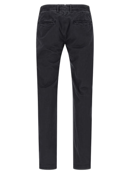 Casual Pants by Incotex for men in stretch cotton dark-blue features an sartorial straight-leg and long with a low rise cut for a sartorial finish.
