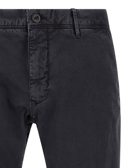 Casual Pants by Incotex for men in stretch cotton dark-blue presents a refined pantology silhouette, artfully defined by a refined pantology straight-leg, long, and a sophisticated low rise.
