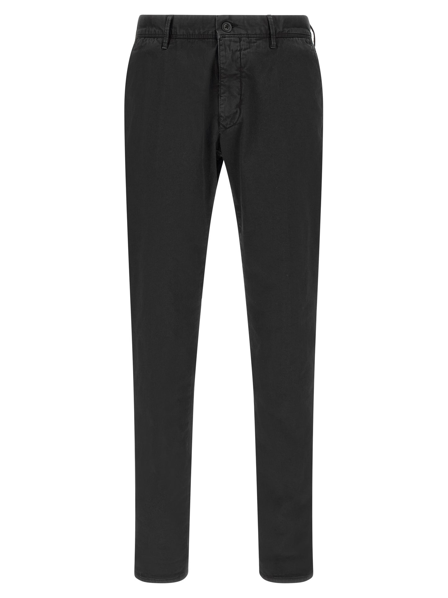 Trousers by Incotex for men in stretch cotton black features an on trend silhouette, showcasing a sophisticated straight-leg with a long and low rise for an on trend finish.