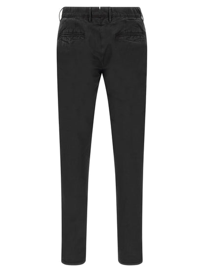 Trousers by Incotex for men in stretch cotton black features a tailored silhouette with a tailored straight-leg, defined by its long and a sophisticated low rise.
