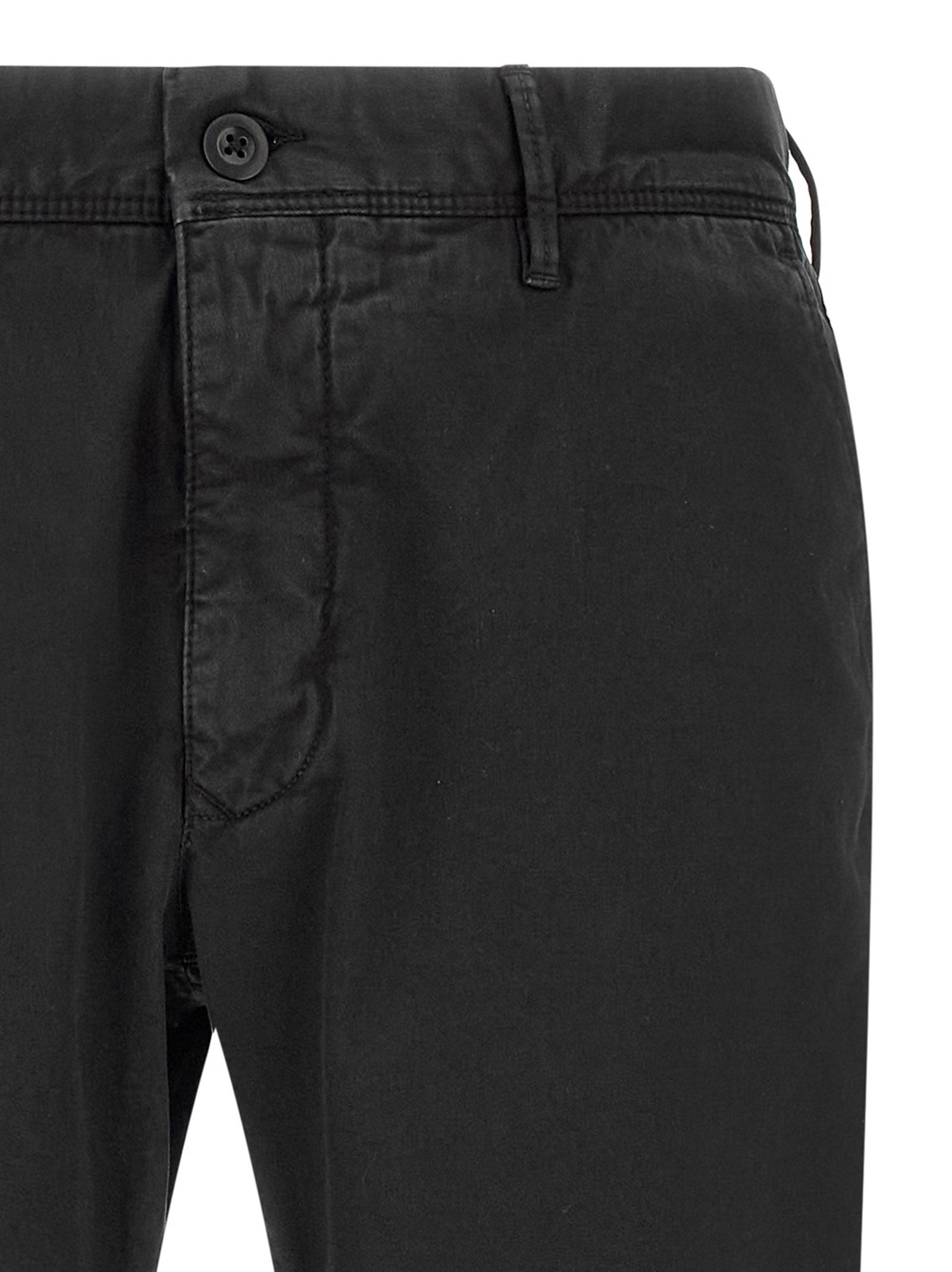Trousers by Incotex for men in stretch cotton black features a artisanal silhouette, showcasing a sophisticated straight-leg with a long and low rise for a artisanal finish.