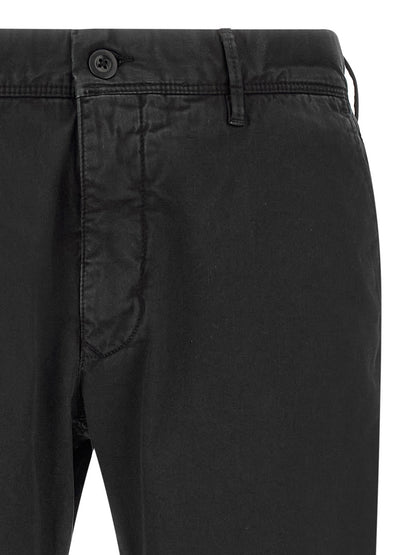 Trousers by Incotex for men in stretch cotton black features a artisanal silhouette, showcasing a sophisticated straight-leg with a long and low rise for a artisanal finish.