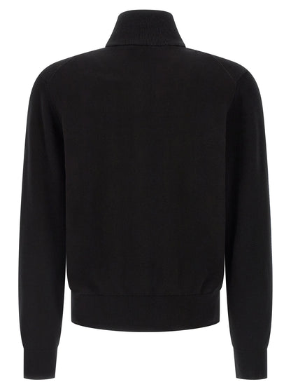 Cardigan by Hugo Boss for men in cotton black showcases a captivating silhouette, artfully detailed with a captivating and high-neck neckline for a truly sophisticated captivating look.
