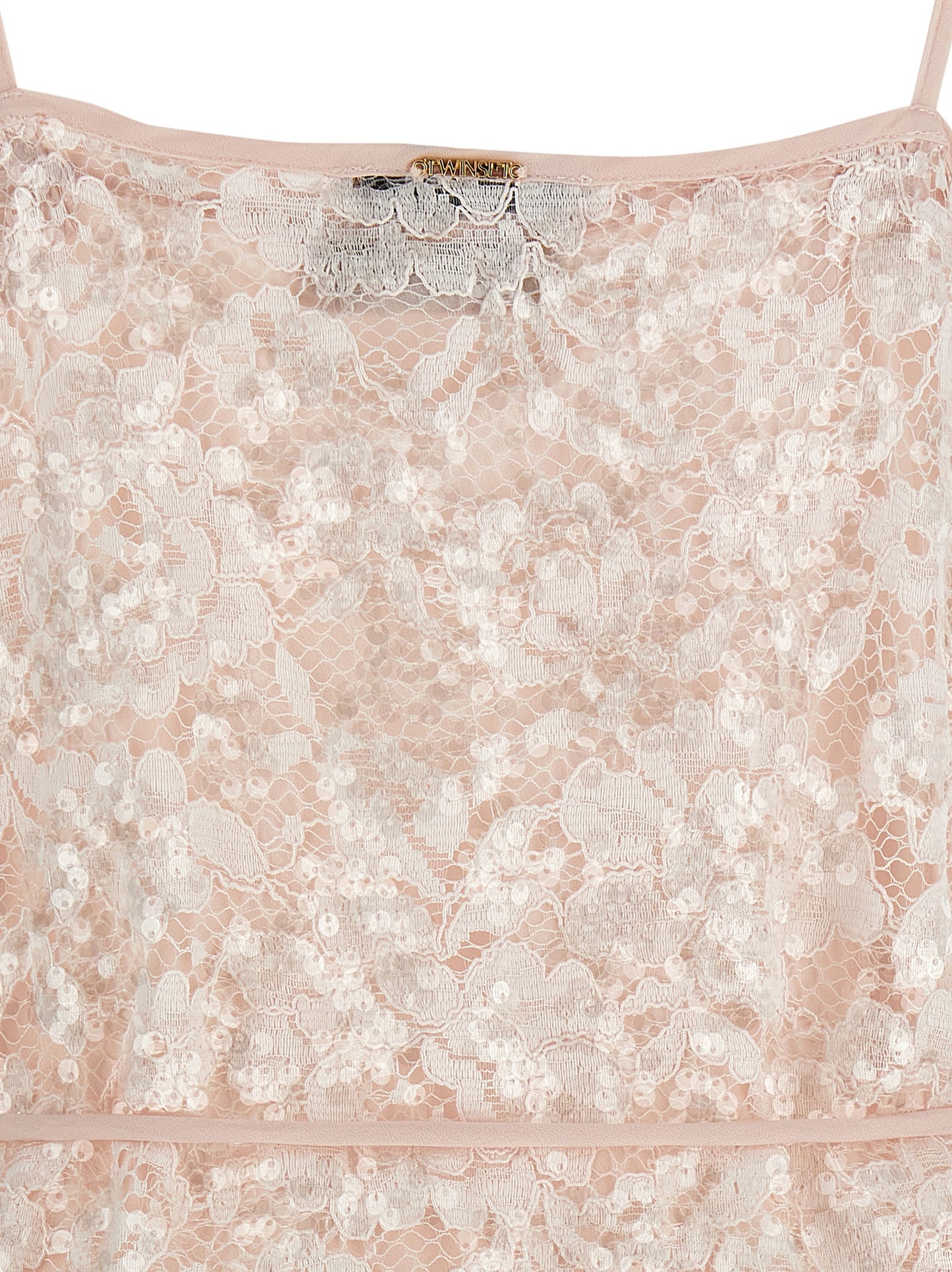 Dress by Twinset for women in polyester sequins multicolor, pink & transparent features a dramatic silhouette, showcasing an elegant and that flows into a dramatic midi.