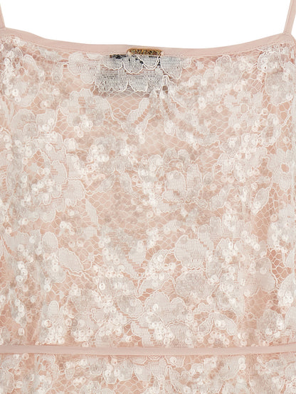 Dress by Twinset for women in polyester sequins multicolor, pink & transparent features a dramatic silhouette, showcasing an elegant and that flows into a dramatic midi.