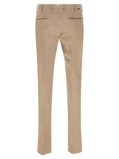 Trousers by Incotex for men in stretch cotton beige features a artisanal silhouette, showcasing a sophisticated with a long and for a artisanal finish.