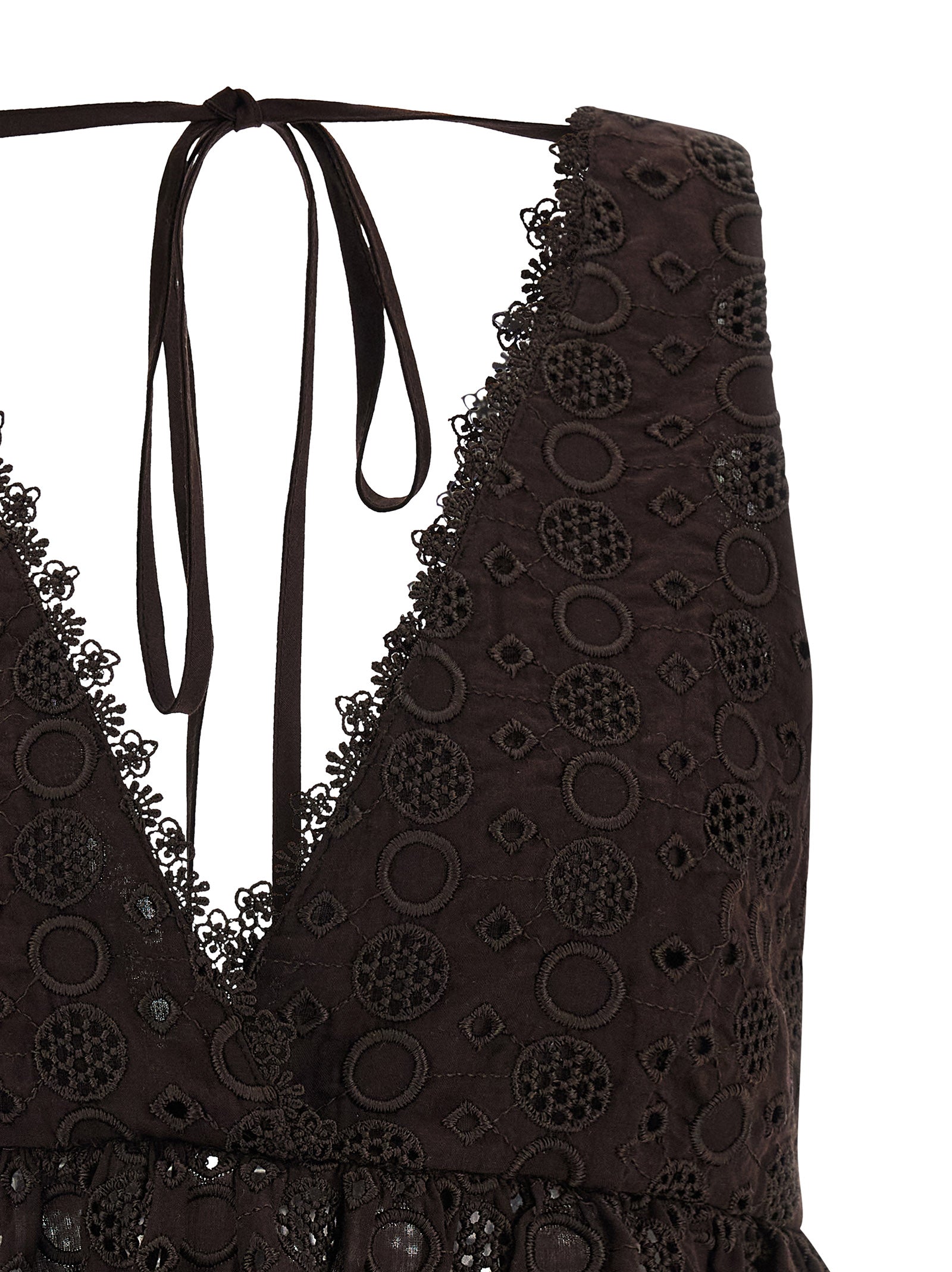 Blouse by PINKO for women in cotton brown, featuring a nuanced and nuanced v-neck neckline for a sophisticated finish.