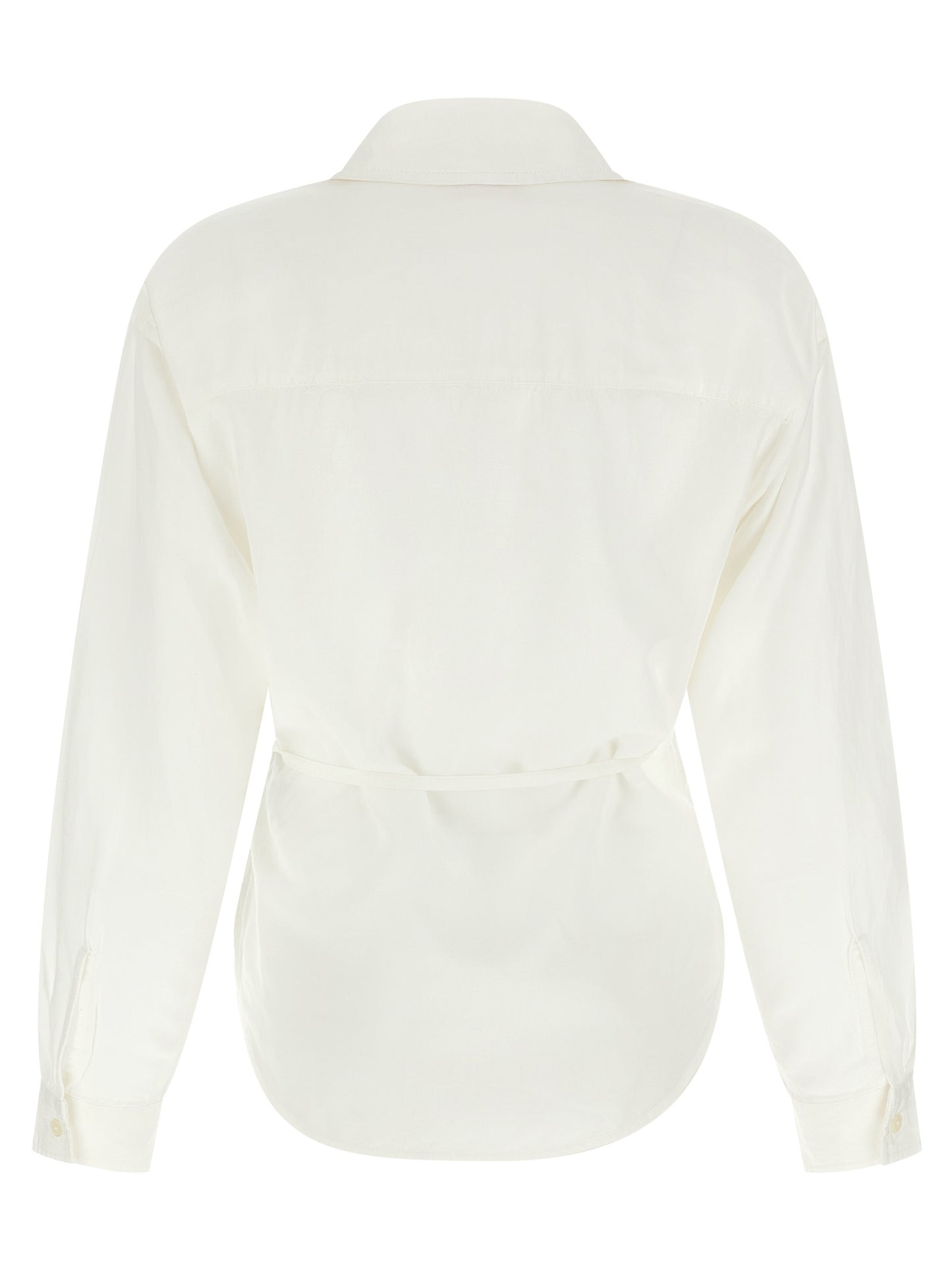 Blouse by Diesel for women in viscose modal & linen white, featuring a nuanced and nuanced v-neck neckline for a sophisticated finish.