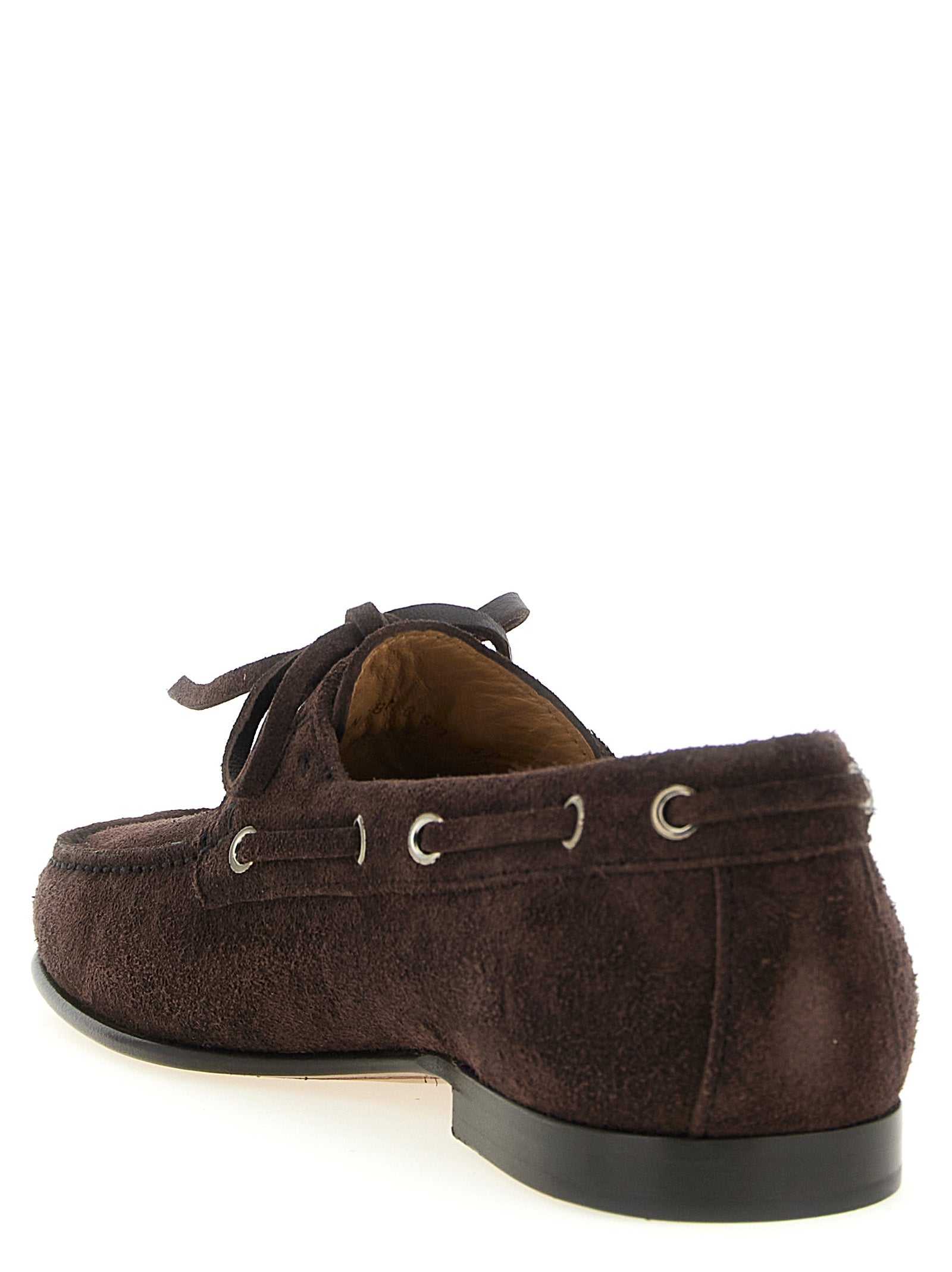 Boat Loafer Slip-On Lace-Up Shoes by Valentino Garavani for men in bos taurus suede cowhide leather brown & signature showcases a resplendent V Logo Men's Bos Taurus Suede Cowhide Leather Boat Loafer Slip-On Lace-Up Shoes aesthetic, defined by its resplendent square toe style and elegant .