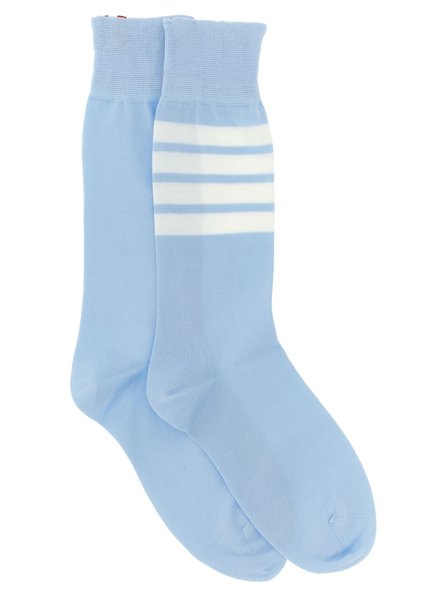 Socks by Thom Browne for women in polyamide cotton light-blue & signature presents a perennial silhouette, artfully capturing the refined essence of the perennial Women's Polyamide Cotton Socks design with a perennial finish.