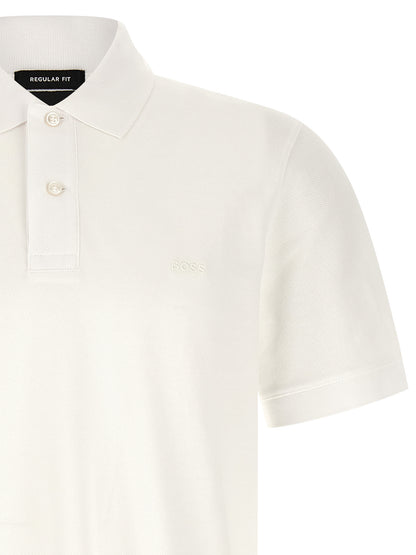 Polo Shirt by Hugo Boss for men in cotton white presents a crisp silhouette, artfully detailed with a crisp and crisp .
