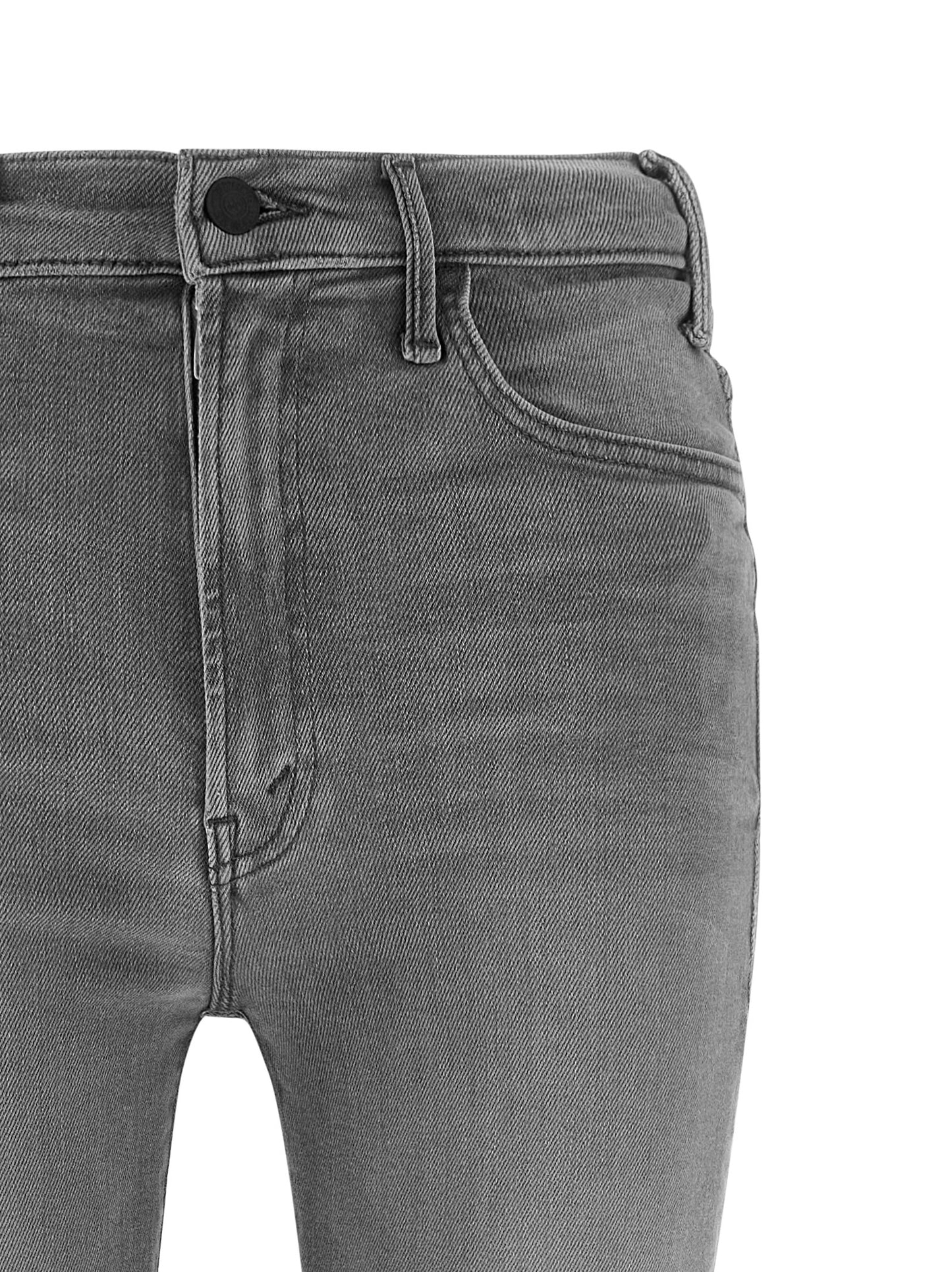 Jeans by Mother Denim for women in stretch denim cotton polyester gray features an refined tailoring silhouette, showcasing a premium skinny-leg & skinny with a and short cut for a refined tailoring look.
