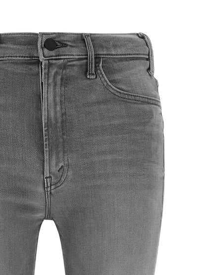 Jeans by Mother Denim for women in stretch denim cotton polyester gray features an refined tailoring silhouette, showcasing a premium skinny-leg & skinny with a and short cut for a refined tailoring look.