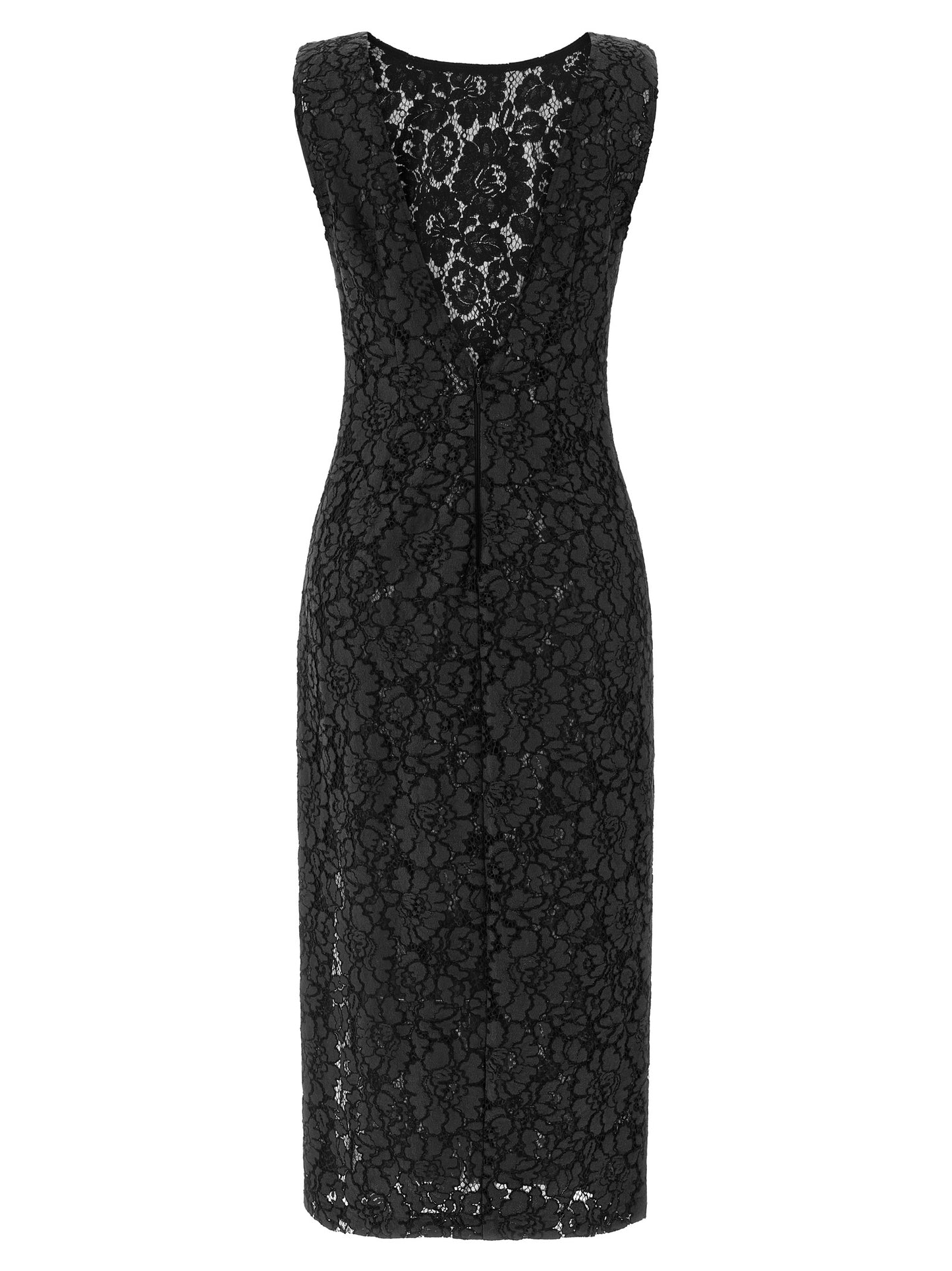 Dress by PINKO for women in polyamide viscose & cotton black & transparent presents a sinuous silhouette, showcasing a sophisticated split boat neckline and detailed with a sinuous midi for a refined finish.