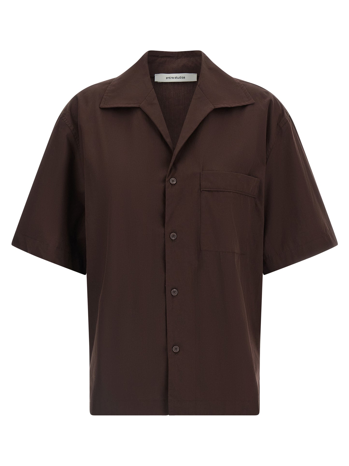 Blouse by Entire Studios for women in cotton brown showcases a sleek silhouette, elegantly detailed with a sleek and short-sleeve for a sleek finish.