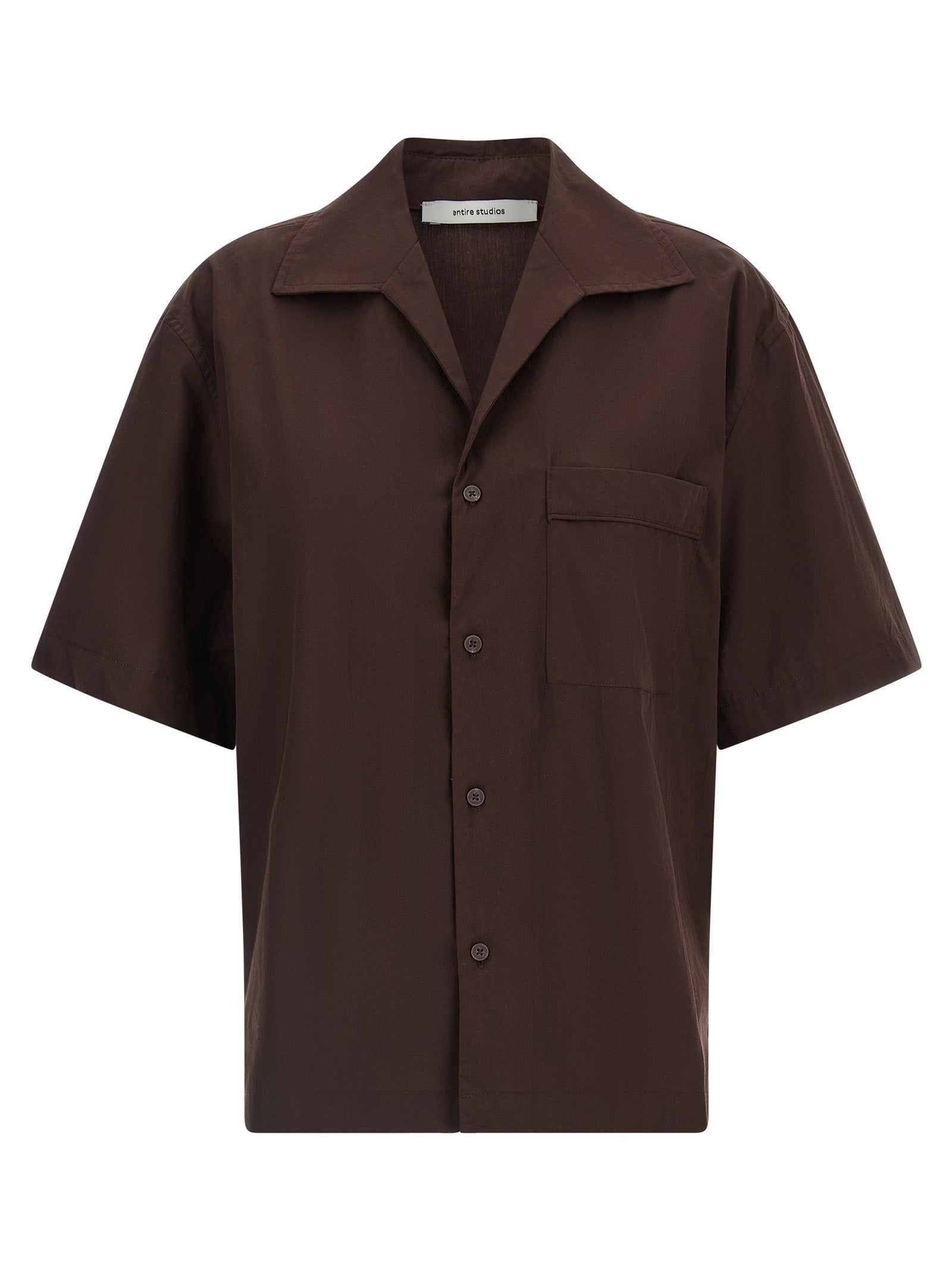 Blouse by Entire Studios for women in cotton brown showcases a sleek silhouette, elegantly detailed with a sleek and short-sleeve for a sleek finish.