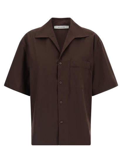Blouse by Entire Studios for women in cotton brown showcases a sleek silhouette, elegantly detailed with a sleek and short-sleeve for a sleek finish.