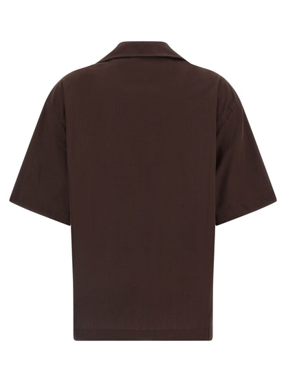 Blouse by Entire Studios for women in cotton brown showcases a sharp silhouette, elegantly detailed with a sharp and sharp .