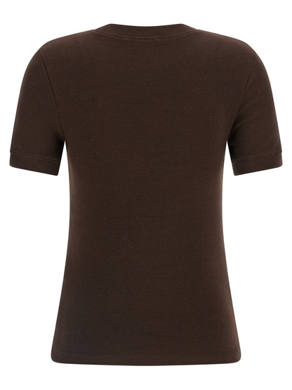 Entire Studios Women's Crew Neck Stretch Cotton T-Shirt - Brown