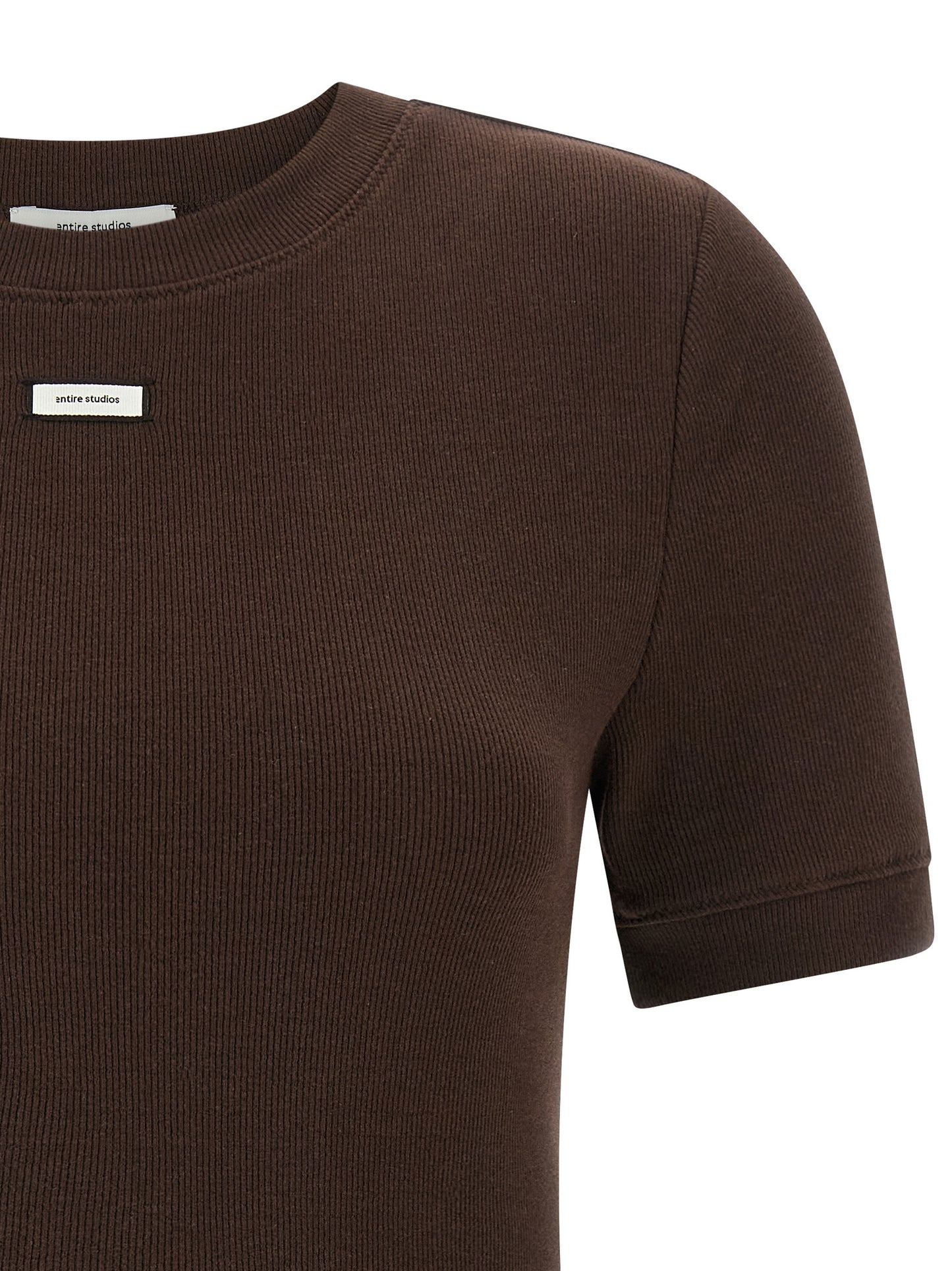 Entire Studios Women's Crew Neck Stretch Cotton T-Shirt - Brown