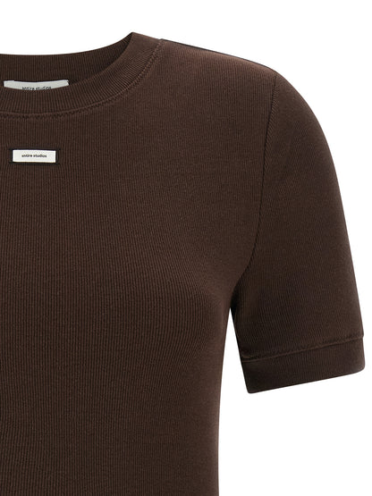 Entire Studios Women's Crew Neck Stretch Cotton T-Shirt - Brown