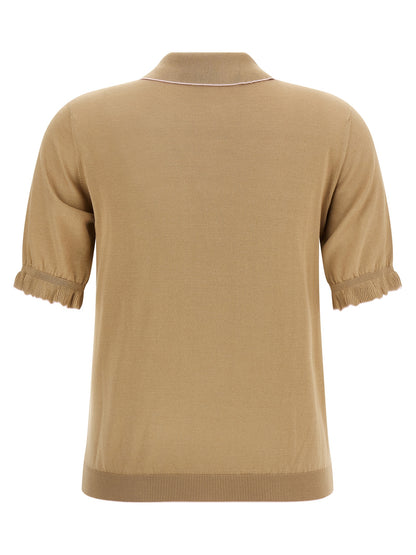 Polo Shirt by Fabiana Filippi for women in cotton & silk beige showcases a enviable silhouette, featuring a refined and for a enviable finish.