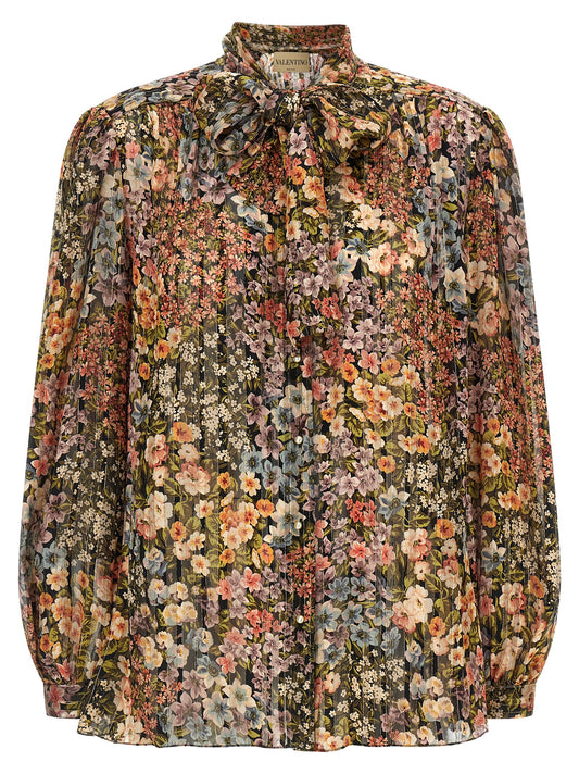 Valentino Garavani Women's Metallized Fiber & Silk Blouse - Multicolor Transparent Print