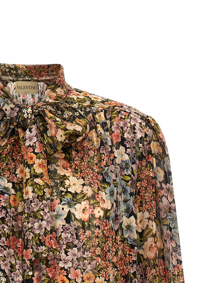 Valentino Garavani Women's Metallized Fiber & Silk Blouse - Multicolor Transparent Print