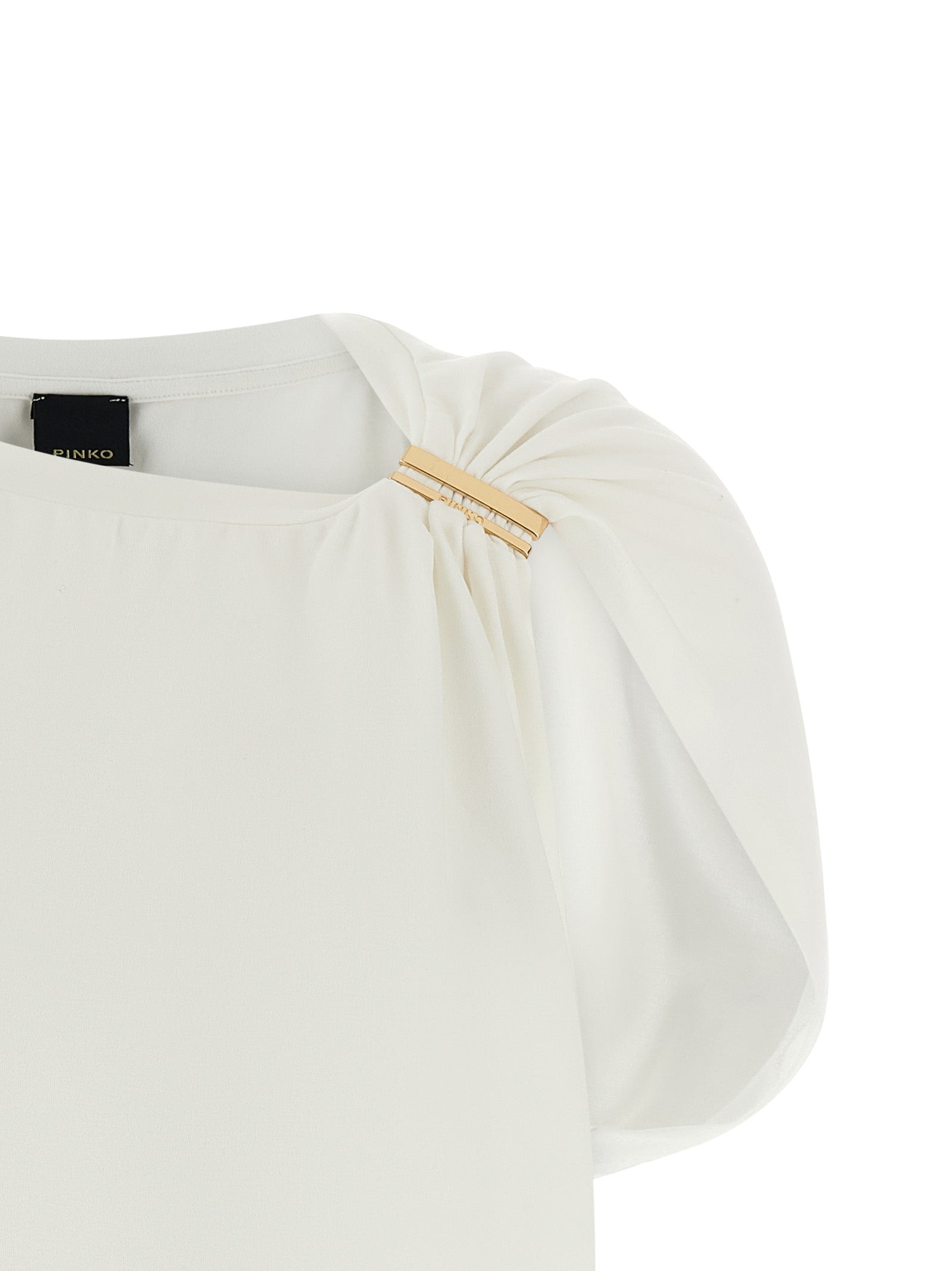 T-Shirt by PINKO for women in stretch cotton white showcases a chic silhouette, artfully detailed with a chic crew neckline and for a chic finish.