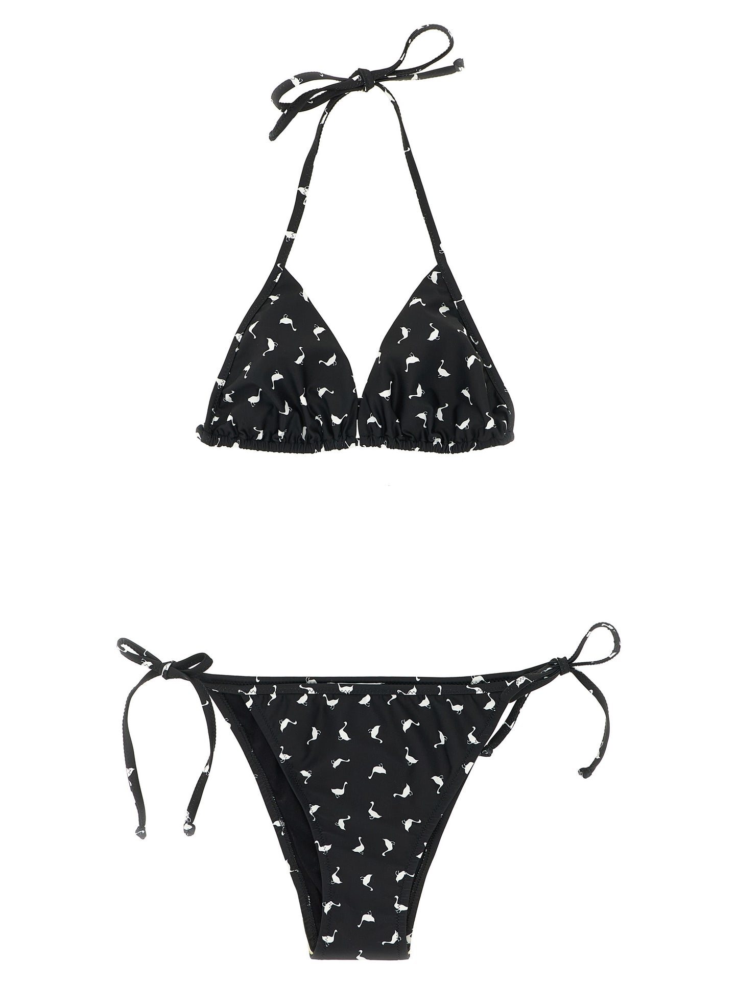 Bikini by Moschino for women in stretch polyester bicolour, black, white & print presents a sun-drenched silhouette, showcasing the sun-drenched Waves Women's Stretch Polyester Bikini design with a sun-drenched cut for a premium finish.