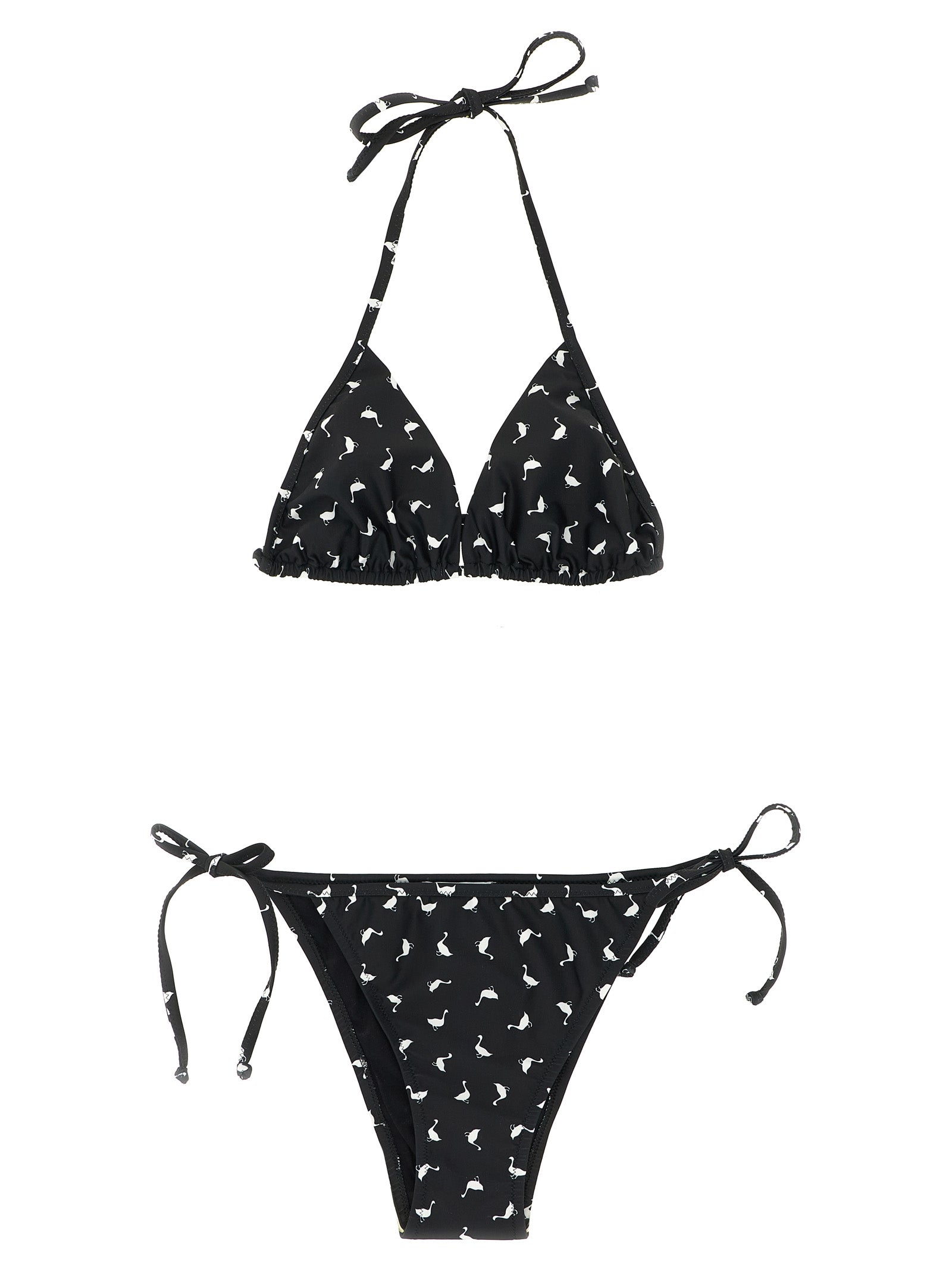 Bikini by Moschino for women in stretch polyester bicolour, black, white & print presents a sun-drenched silhouette, showcasing the sun-drenched Waves Women's Stretch Polyester Bikini design with a sun-drenched cut for a premium finish.