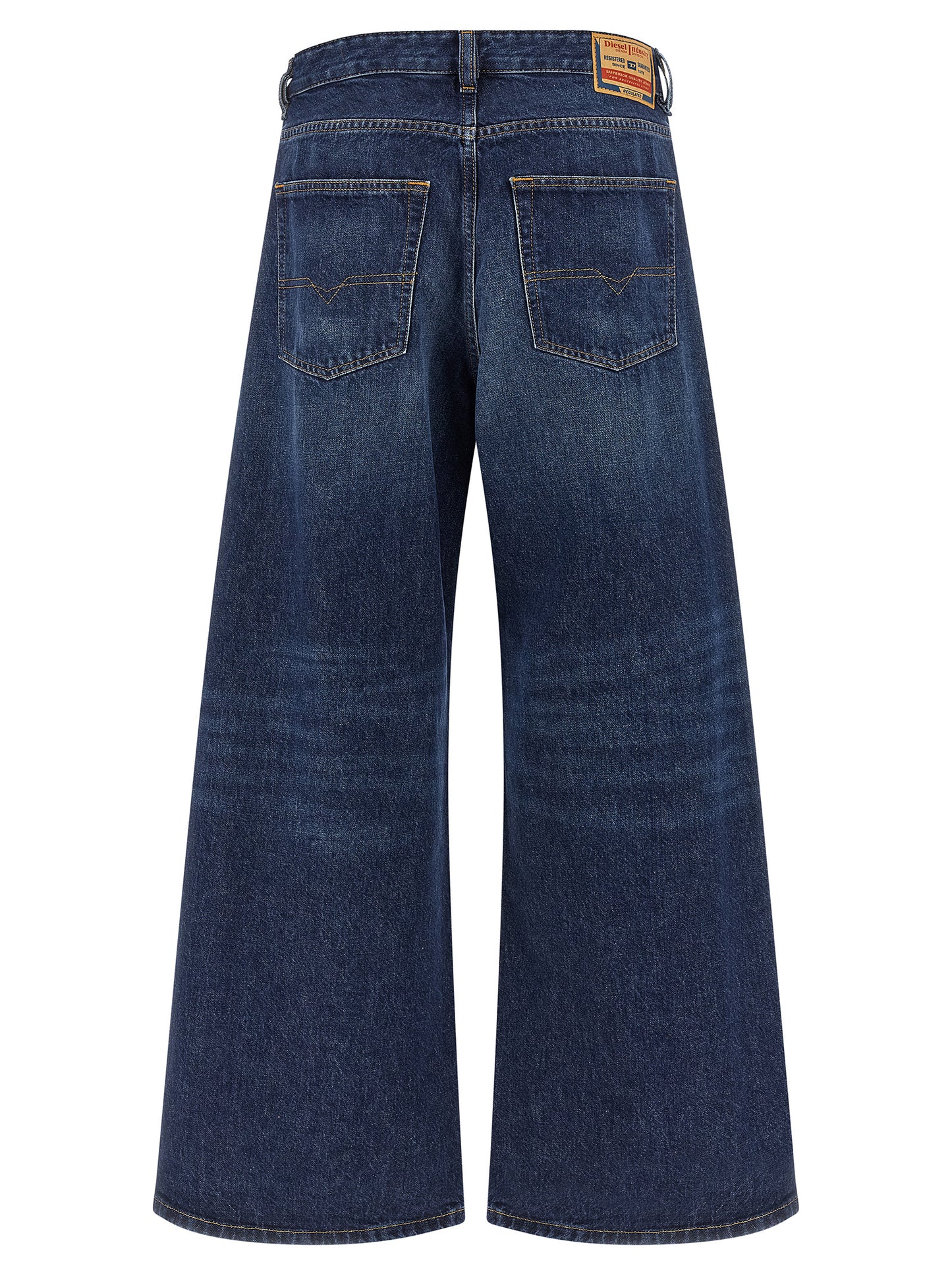 Jeans by Diesel for women in denim cotton blue presents a refined pantology silhouette, artfully defined by a refined pantology wide, long, and a sophisticated low rise.