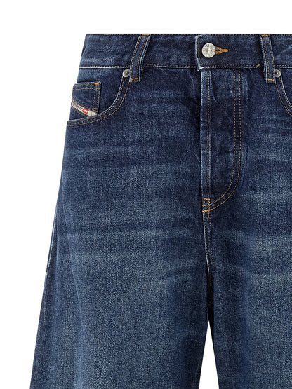 Jeans by Diesel for women in denim cotton blue features an refined tailoring silhouette, showcasing a premium wide with a low rise and long cut for a refined tailoring look.