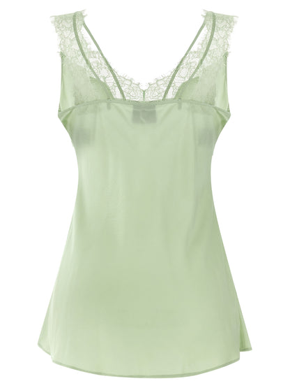 Blouse by PINKO for women in viscose twill bicolour & green presents a discerning silhouette, showcasing a sophisticated v-neck neckline and for a truly discerning finish.