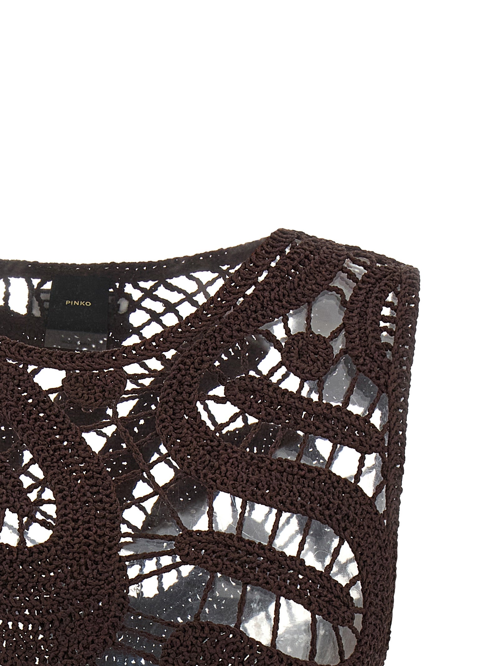 Blouse by PINKO for women in polyamide viscose brown & patterned features an architectural silhouette with a refined and elegant crew neckline for a architectural look.