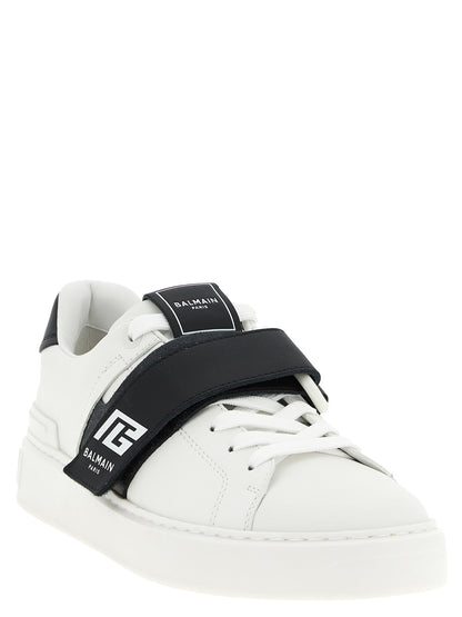 Sneakers by Balmain for men in calfskin leather bicolour, black & white features a chic design, perfectly showcasing the chic low-top style of this Men's Low Top Calfskin Leather Sneakers.