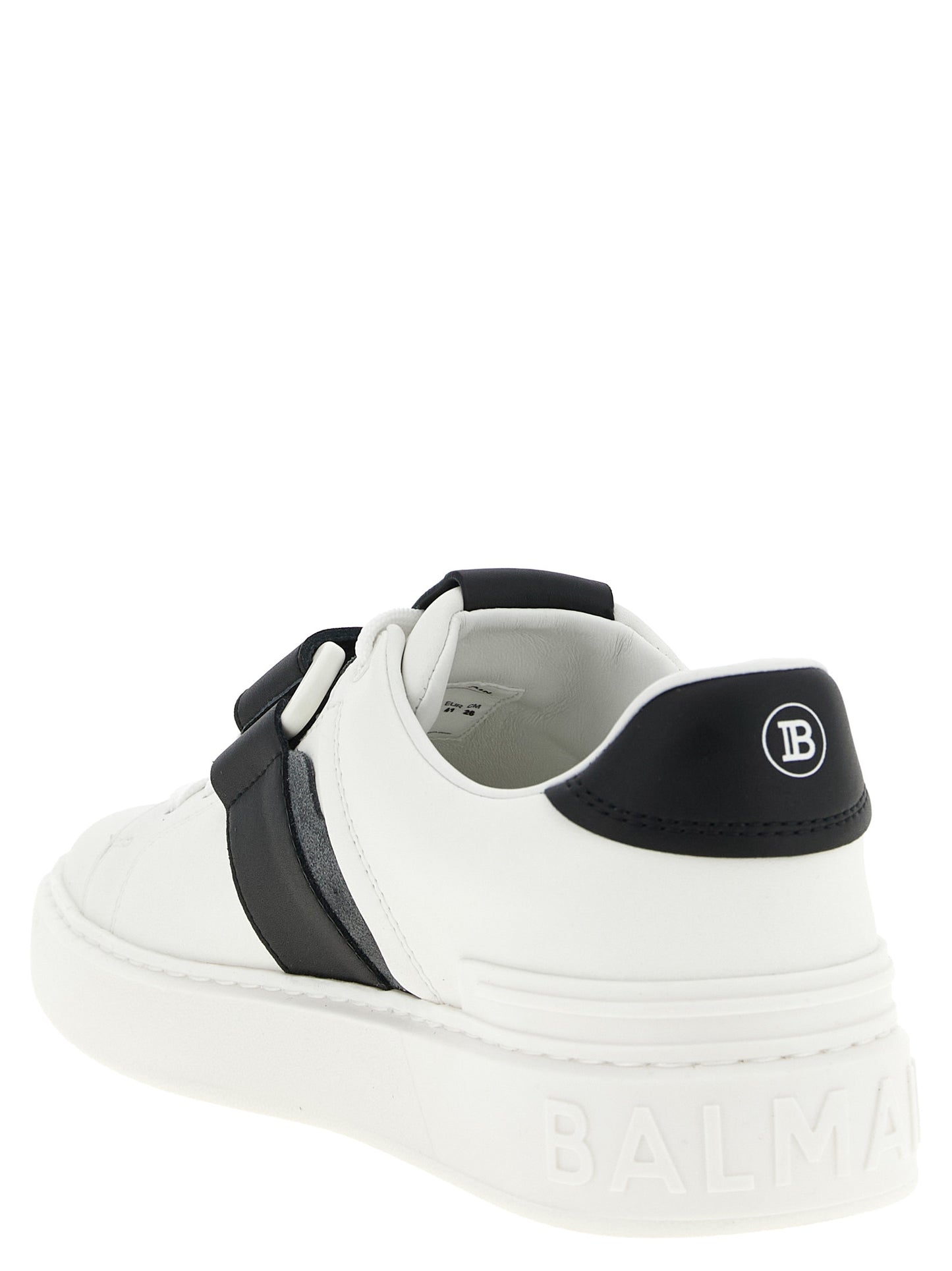Sneakers by Balmain for men in calfskin leather bicolour, black & white features an fashionable silhouette, showcasing the premium Men's Low Top Calfskin Leather Sneakers in a fashionable low-top style that offers a fashionable finish for refined style.