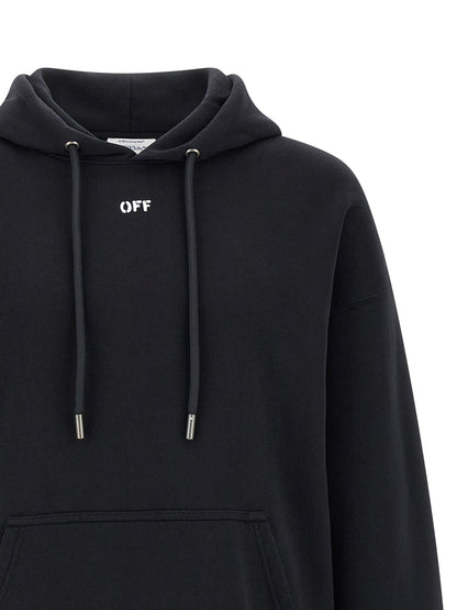 Sweatshirt Hoodie by Off-White for men in cotton black, white, signature & print features an avant-garde silhouette, showcasing a sophisticated hooded neckline and detail for a truly avant-garde finish.