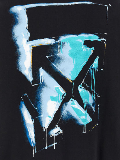 Sweatshirt Hoodie by Off-White for men in cotton black, white, signature & print features an dramatic silhouette, showcasing a sophisticated and dramatic for a refined, modern aesthetic.