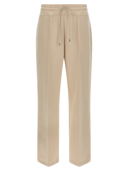 Pants by MooRER for women in stretch polyester cotton beige features an understated silhouette, showcasing a sophisticated wide and long with a refined high rise for an understated, polished aesthetic.