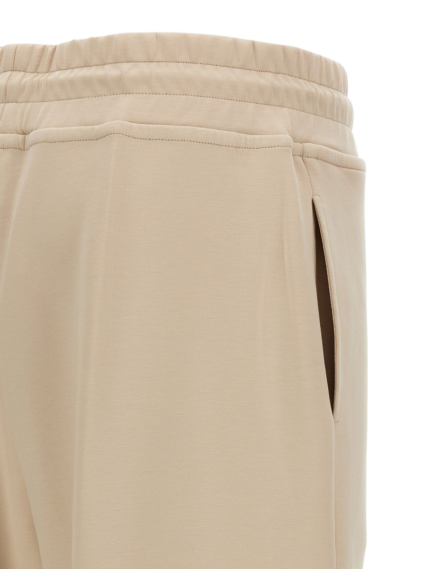Pants by MooRER for women in stretch polyester cotton beige features a utilitarian wide with a utilitarian long and high rise to create a sophisticated, premium look.