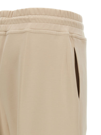 Pants by MooRER for women in stretch polyester cotton beige features a utilitarian wide with a utilitarian long and high rise to create a sophisticated, premium look.