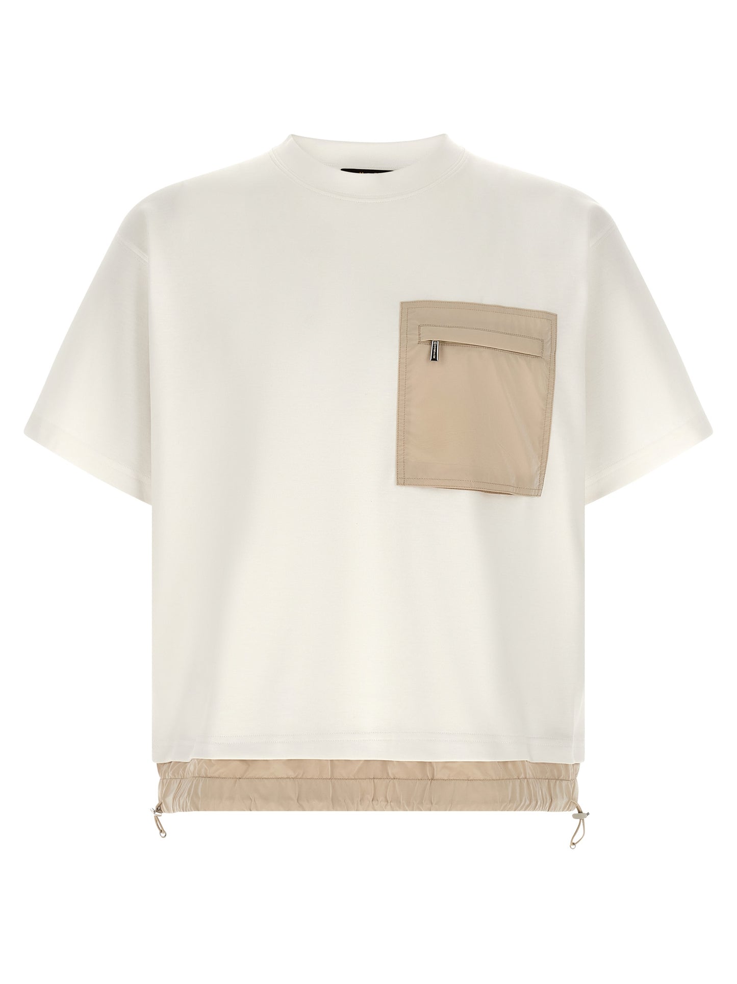 Activewear T-Shirt by MooRER for women in polyamide cotton beige features a dynamic silhouette with short-sleeve and crew neckline enhanced by functional .