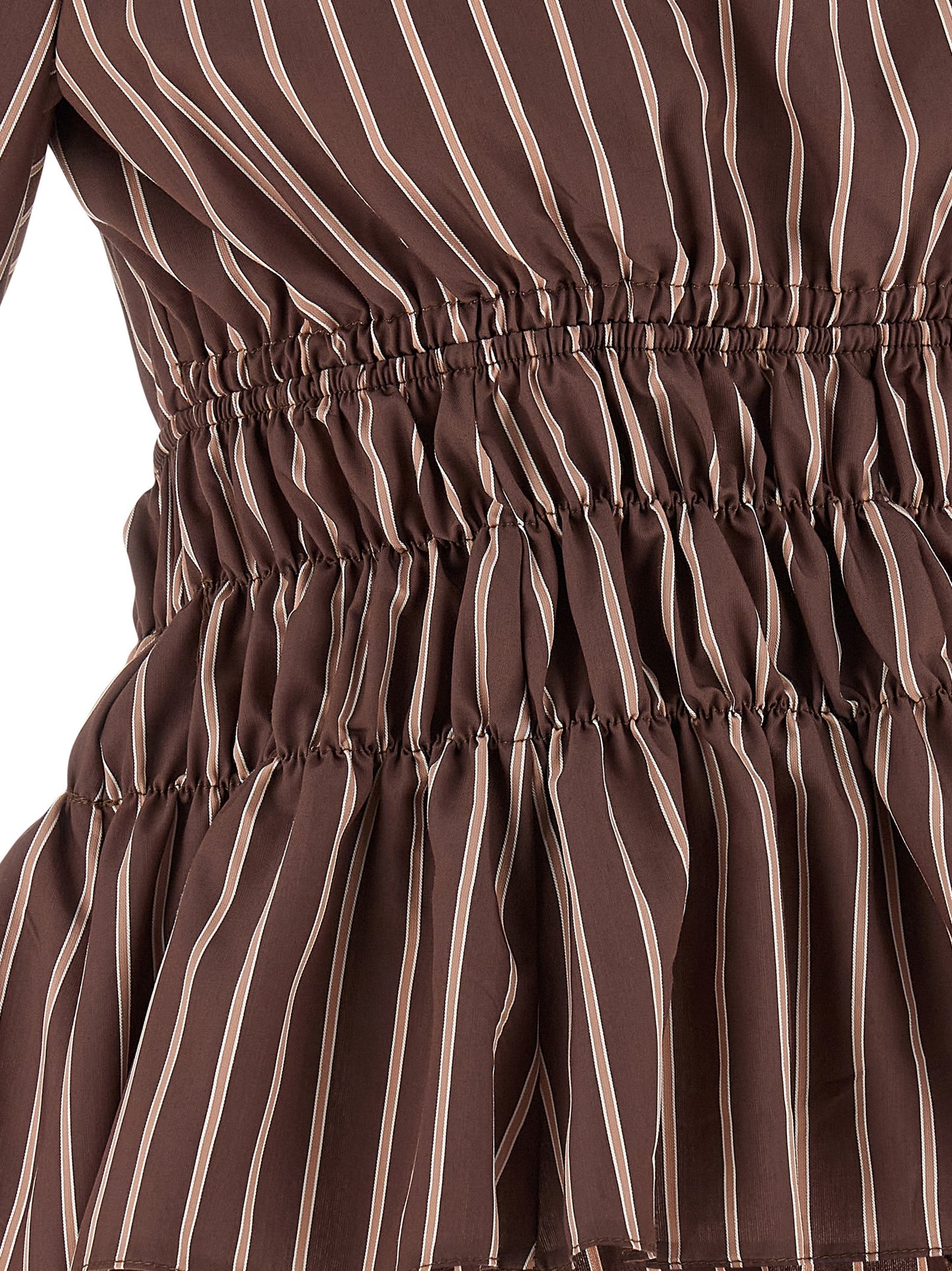 Shirt by PINKO for women in viscose & polyamide brown, patterned & striped showcases a sleek silhouette, elegantly detailed with a sleek and for a sleek finish.