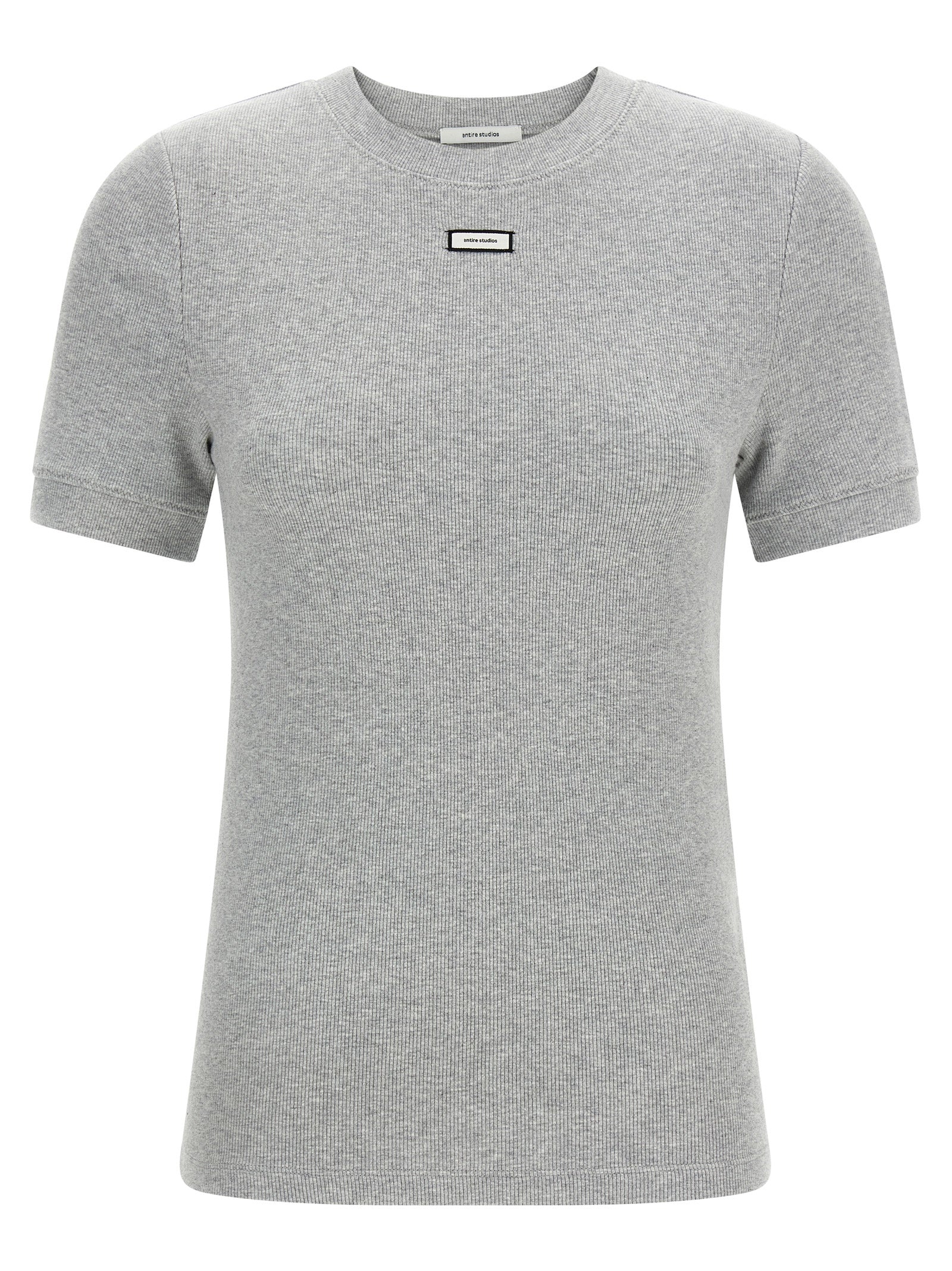 T-Shirt by Entire Studios for women in stretch cotton gray showcases a fashionable silhouette, elegantly detailed with a fashionable and crew neckline for a sophisticated, high-fashion look.